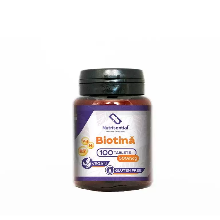 Biotina 500mcg, Pt. Par, Unghii Si Piele, Vegan, 100cps Pt. 3 Luni ...