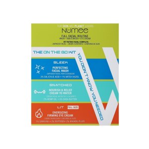 Travel Size Full Routine Kit (gel curatare, lotiune fata, crema ochi), 50ml/30ml/15ml, Numee