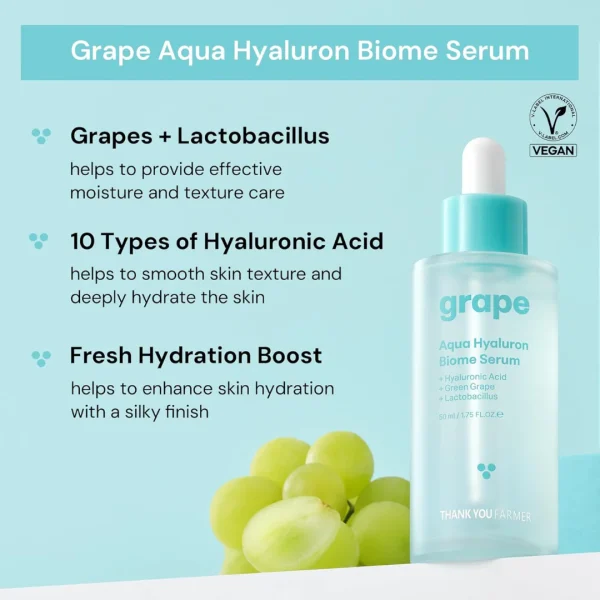 Serum de fata Grape Aqua Hyaluron Biome, 80ml, Thank You Farmer
