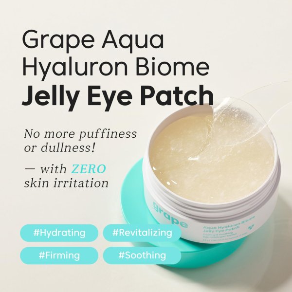 Patchuri pentru ochi Grape Aqua Hyaluron Biome Jelly, 60buc(2marimi)/84g, Thank You Farmer