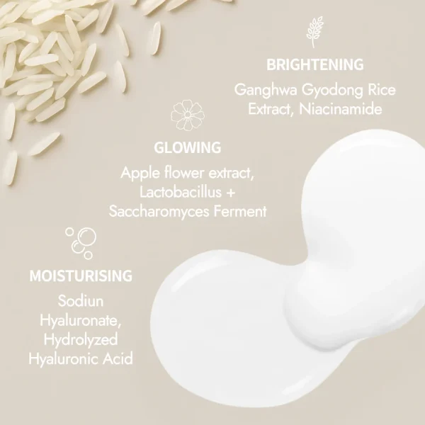Ser bifazic iluminator Rice Pure Cream in Ampoule 2 in 1, cu orez, probiotice și acid hialuronic, 50ml, Thank You Farmer