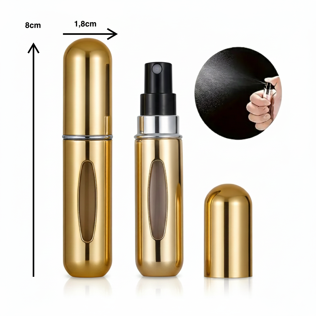 Sticluță reîncărcabilă cu atomizor Gold, Travel Perfume Atomiser, OSEM, 5ml