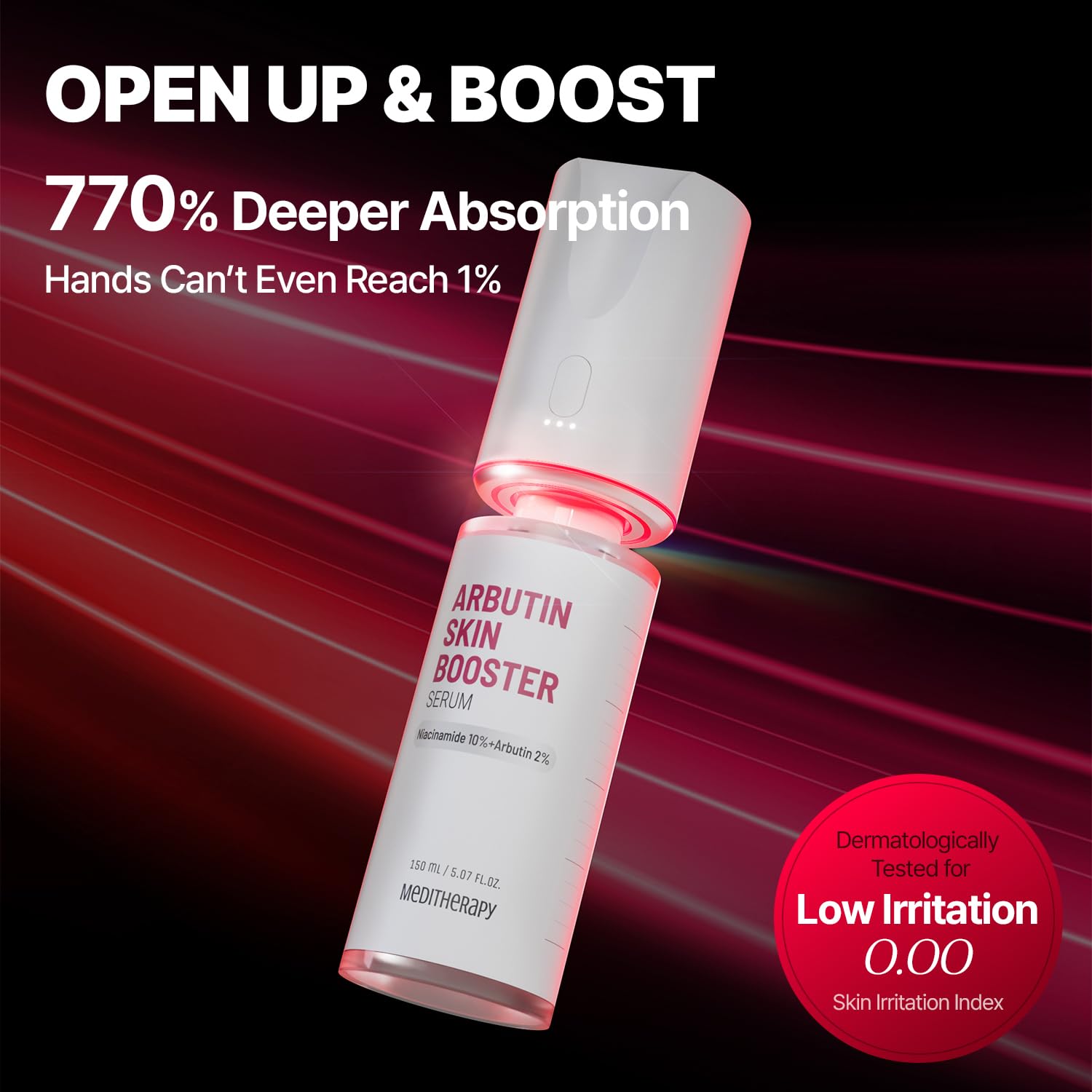 Serum Arbutin Skin Booster + Dispozitiv cu microcurent, 150ml, Meditherapy