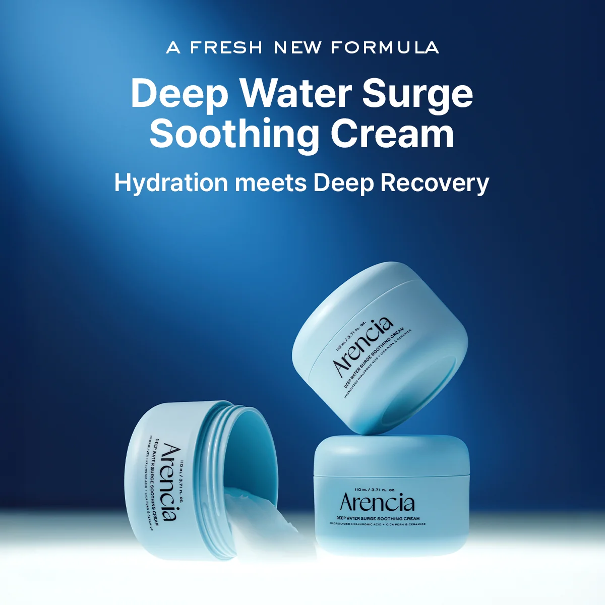 Cremă hidratantă și calmantă cu Cica PDRN si ceramide, Deep Water Surge Soothing Cream, 110ml, Arencia