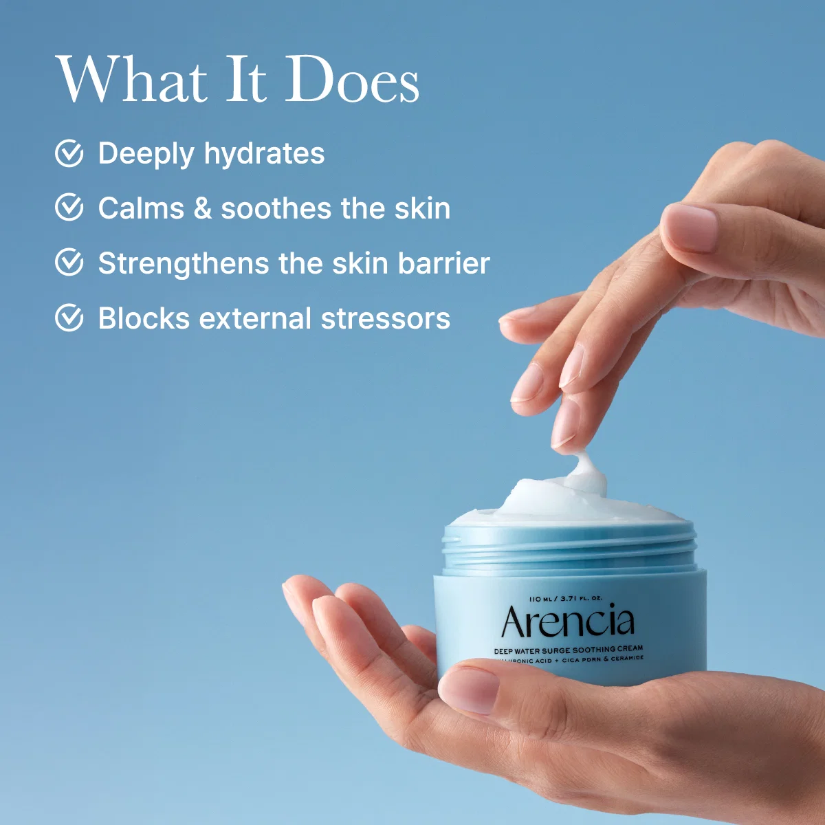Cremă hidratantă și calmantă cu Cica PDRN si ceramide, Deep Water Surge Soothing Cream, 110ml, Arencia