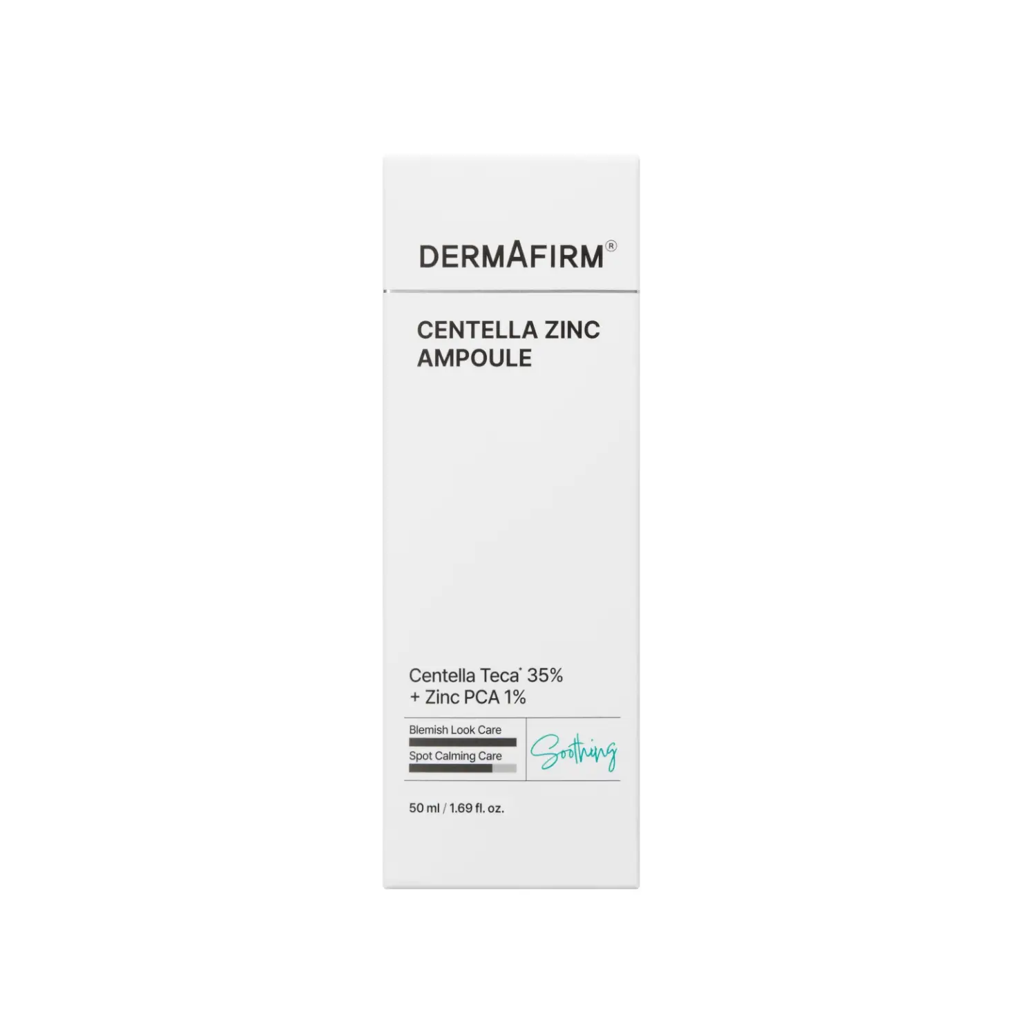 Ser calmant pentru ten cu imperfecțiuni cu 35% Centella Asiatica și Zinc PCA, Centella Zinc Ampoule, 50 ml, Dermafirm