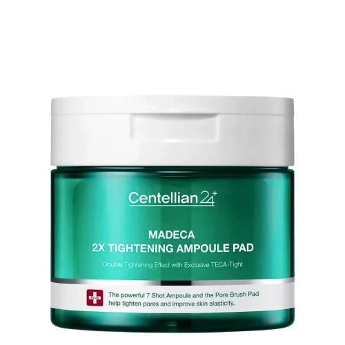 Dischete tonifiante pentru fermitate și pori cu Centella Asiatica, Acid Salicilic și Peptide, Madeca Double Tightening Ampoule Pad, 60 buc, CENTELLIAN24
