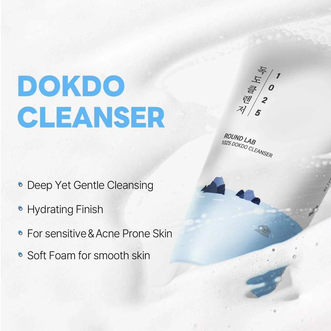 Spumă hidratantă pentru curățarea tenului, 1025 Dokdo Cleanser, 150 ml, Round Lab