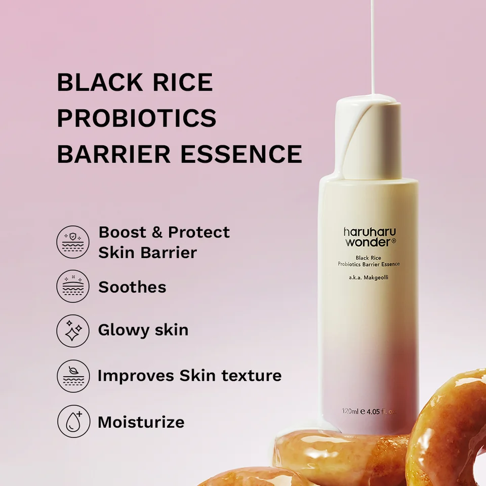 Esență hidratantă cu probiotice, 5 ceramide și orez negru fermentat, Black Rice Probiotics Barrier a.k.a. Makgeolli, 120 ml, Haruharu Wonder