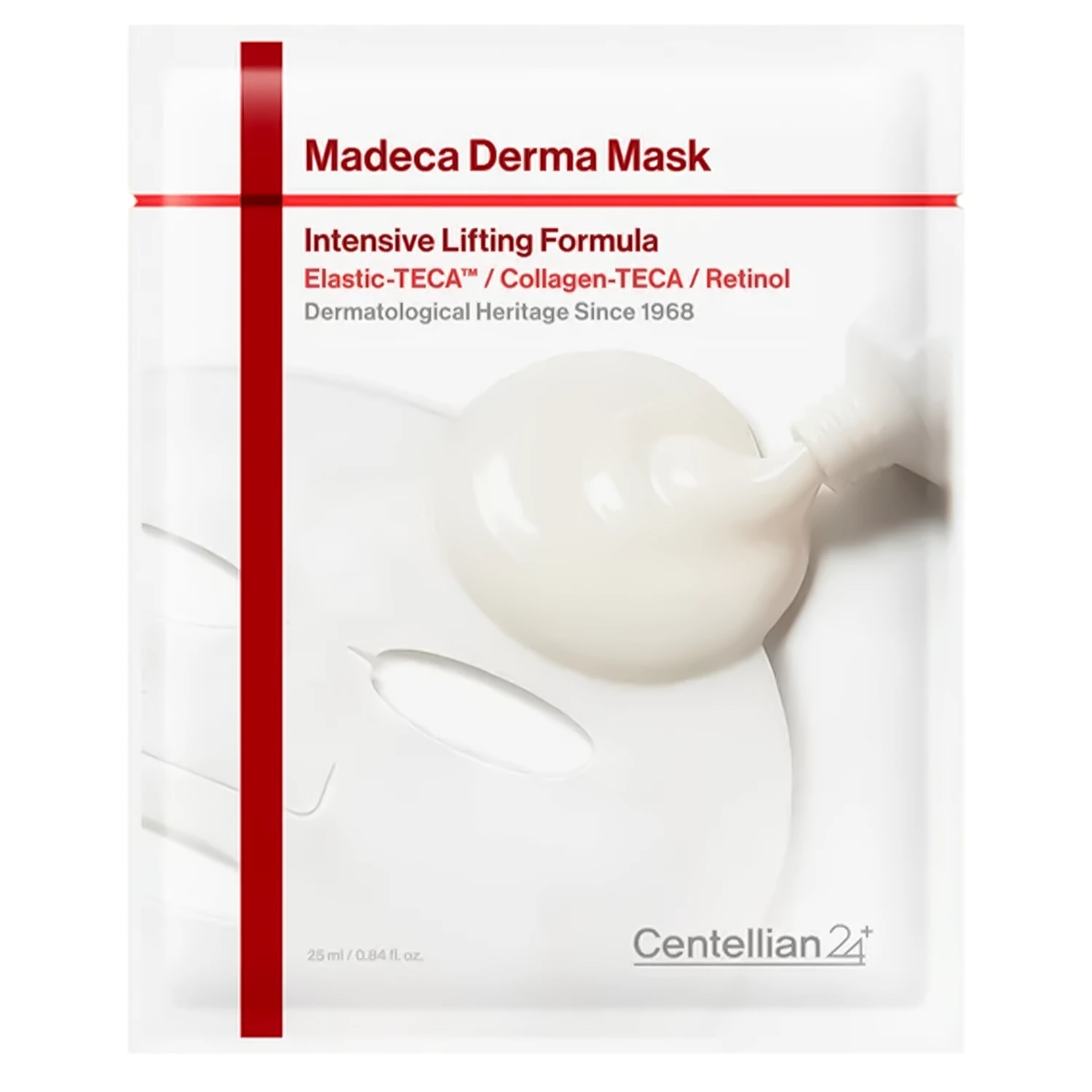 Mască de față tip șervețel pentru fermitate și lifting cu Centella Asiatica și Retinol, Madeca Derma Mask Intensive Lifting Formula, 10 buc x 25 ml, CENTELLIAN24