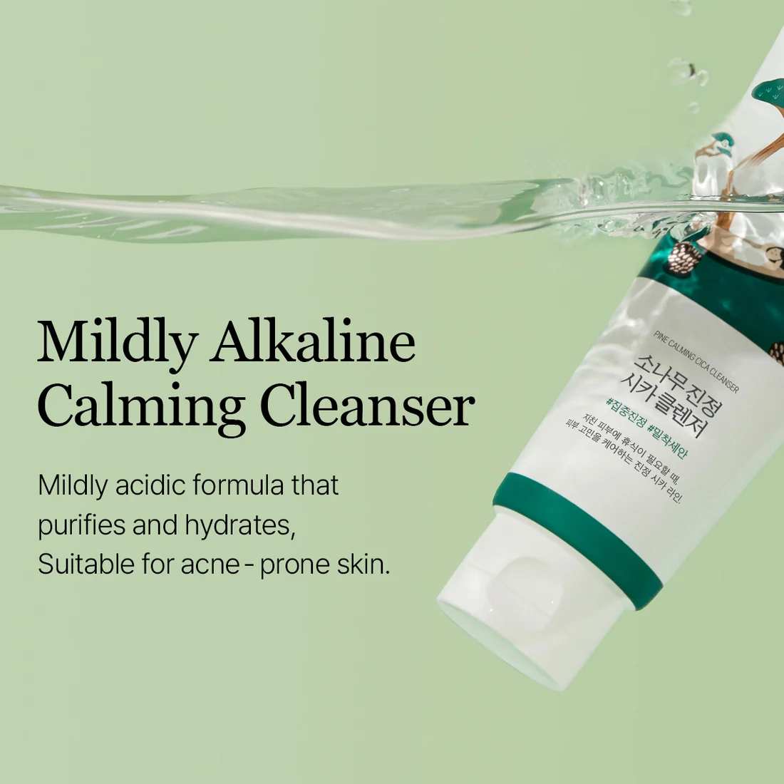 Spumă calmantă pentru curățarea tenului, Pine Calming Cica Cleanser, 150 ml, Round Lab