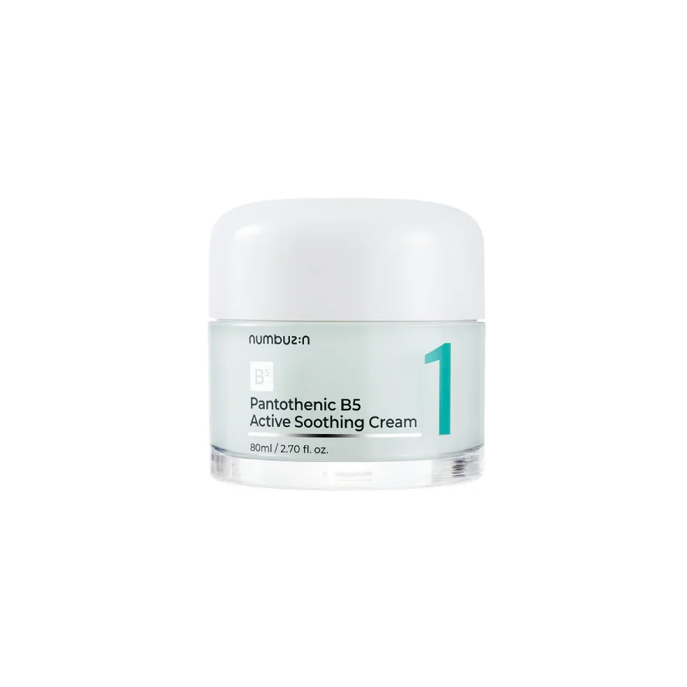 Cremă de față pentru hidratare, calmare și controlul sebumului cu vitamina b5, niacinamide și centella asiatica, No.1 Pantothenic B5 Active Soothing Cream, 80ml, Numbuzin