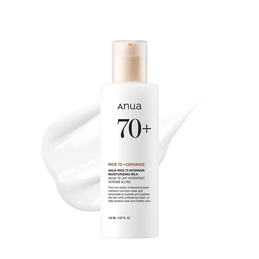 Emulsie hidratantă pentru față cu 70% apă din tărâțe de orez și ceramide, Rice 70+ Intensive Moisturizing Milk, 150 ml, Anua