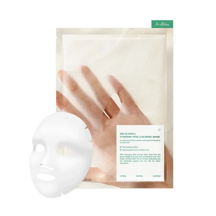 Mască de față calmantă cu centella, mușețel și pantenol, Cushion Veil Calming Mask, 1buc/35 g, Dr. Althea