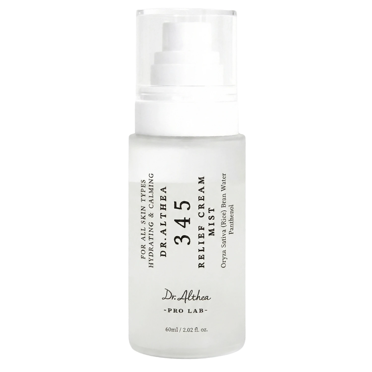 Mist cremos pentru față cu apă de orez, pantenol și acid hialuronic, 345 Relief Cream Mist, 60 ml, Dr. Althea