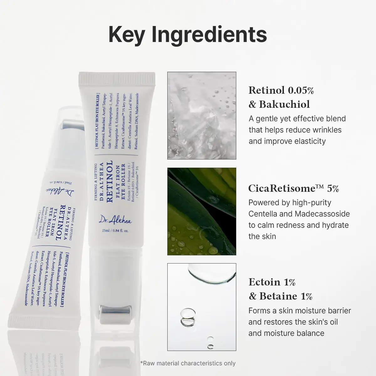 Ser-crema pentru ochi anti-aging cu retinol, bakuchiol, Retinol Flat Iron Eye Roller, 25 ml, Dr. Althea