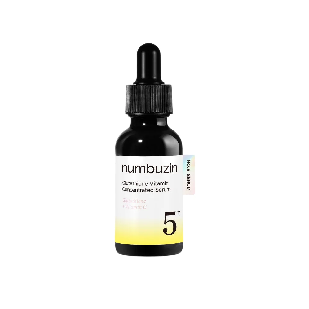 Ser de față pentru luminozitate și estomparea petelor pigmentare cu glutation, vitamina c și niacinamide, No.5+ Glutathione Vitamin Concentrated Serum, 30ml, Numbuzin