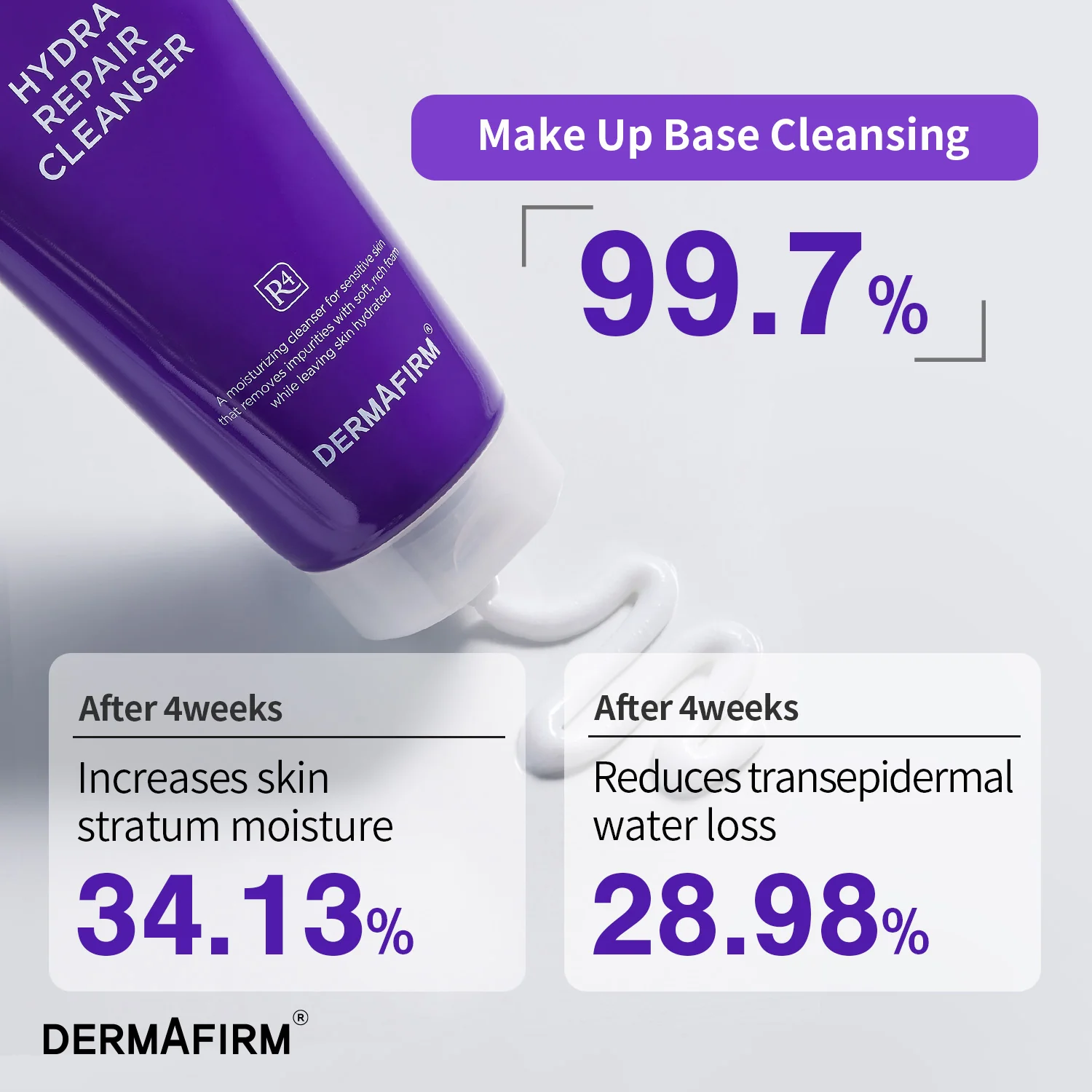 Gel de curățare hidratant și reparator, Hydra Repair Cleanser R4 Perilla Purple, 120g, Dermafirm